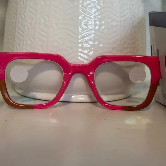 peepers blue light filtering pink tortoise frame reader glasses. +1.25. - Picture 4 of 5